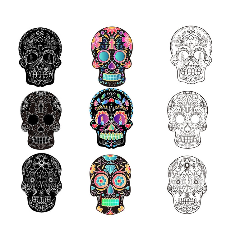 1 Sets Children Colorful Skull Head Halloween Scratch Painting DIY Ornaments Flower Skull Sticker(12 PCS / Set) - Halloween Stickers by buy2fix | Online Shopping UK | buy2fix