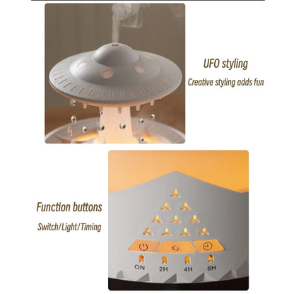 UFO Water Drop Aromatherapy Humidifier Desktop Remote Control Diffuser, Plug: UK Plug(Wood Grain) - Air Purifiers & Accessories by buy2fix | Online Shopping UK | buy2fix