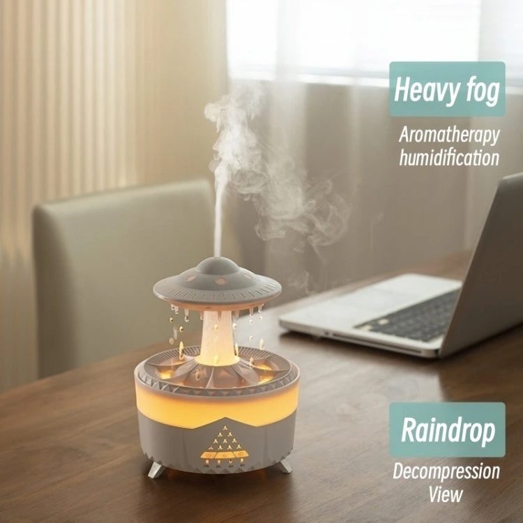 UFO Water Drop Aromatherapy Humidifier Desktop Remote Control Diffuser, Plug: US Plug(Wood Grain) - Air Purifiers & Accessories by buy2fix | Online Shopping UK | buy2fix