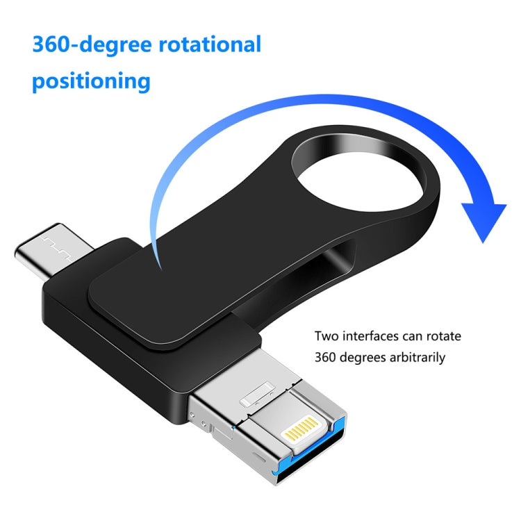 8GB USB 3.0 + 8 Pin + USB-C / Type-C 3 in 1 Mobile Computer Metal U-Disk(Black) - U Disk & Card Reader by buy2fix | Online Shopping UK | buy2fix