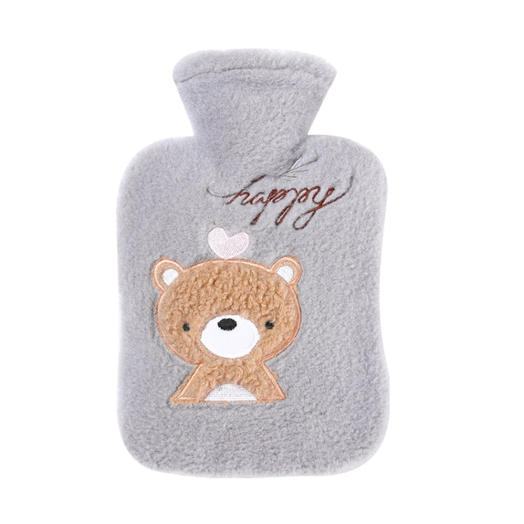 Hot Compress Stomach Hot Water Bottle Flannel Cover Cartoon Hand Warmer(Light Grey) - Hot Water Bags by buy2fix | Online Shopping UK | buy2fix