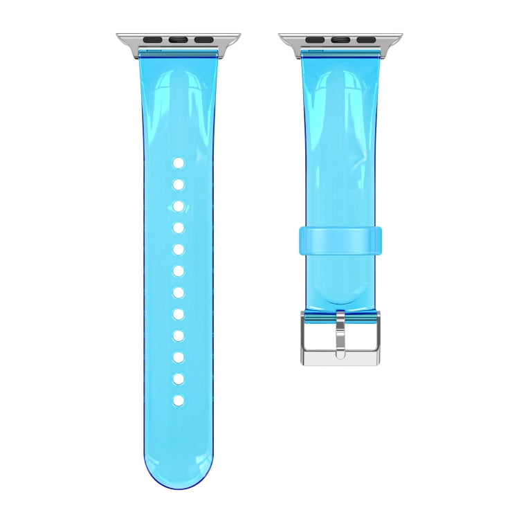 TPU Fuel Injection Watch Band For Apple Watch Series 7 41mm /6&SE&5&4 40mm /3&2&1 38mm(Transparent Blue) - Watch Bands by null | Online Shopping UK | buy2fix