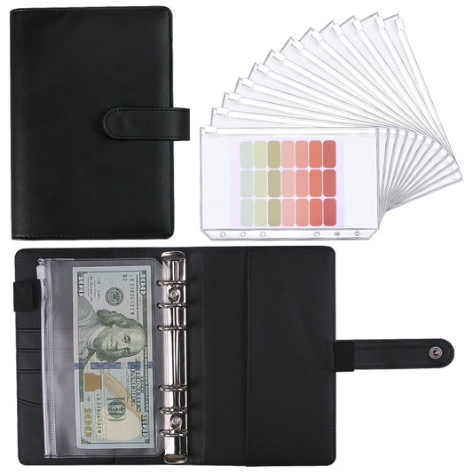 A5 Macaron Notebook PU Loose-leaf Cash Budget Handbook(Black) - Notebooks by buy2fix | Online Shopping UK | buy2fix