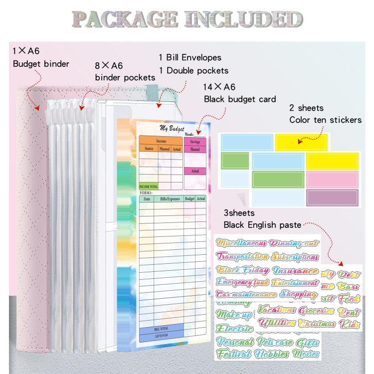 A6 Gradient Macaroon Loose-leaf Handbook Cash Budget Book(Pink Purple Green) - Notebooks by buy2fix | Online Shopping UK | buy2fix