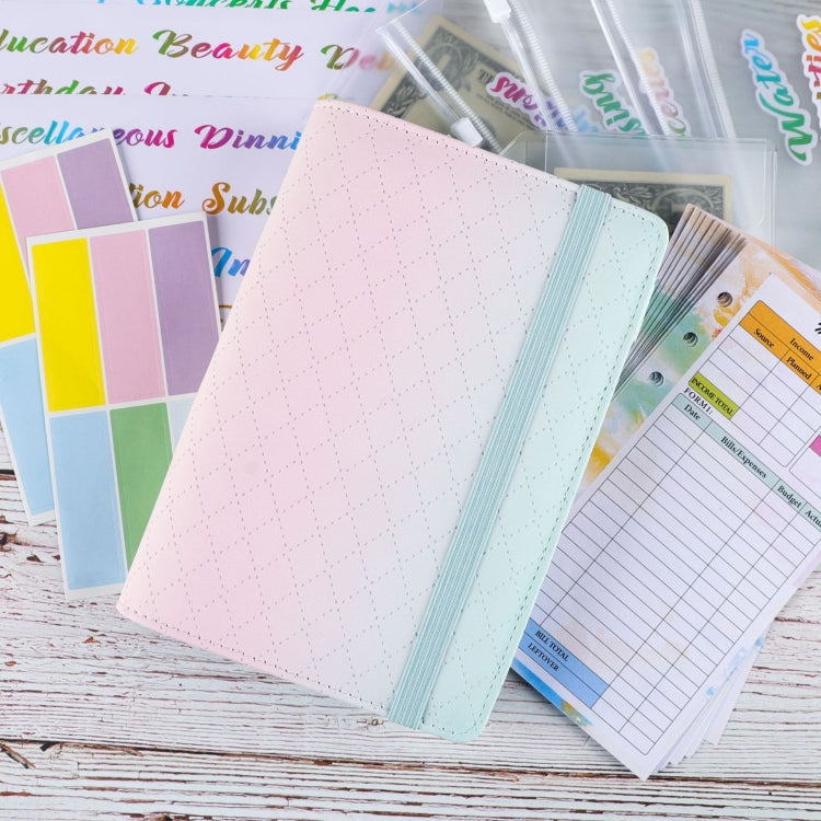 A6 Gradient Macaroon Loose-leaf Handbook Cash Budget Book(Pink Purple Green) - Notebooks by buy2fix | Online Shopping UK | buy2fix