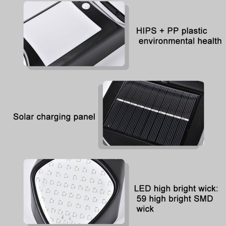 X-A18 59 LED Solar LED Flame Human Sensor Lights Garden Lights(Black) - Solar Lights by buy2fix | Online Shopping UK | buy2fix