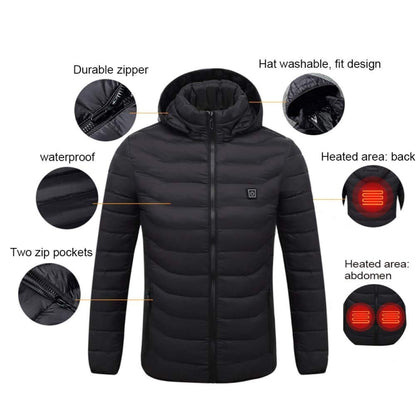 9 Zone Red USB Winter Electric Heated Jacket Warm Thermal Jacket, Size: M - Down Jackets by buy2fix | Online Shopping UK | buy2fix