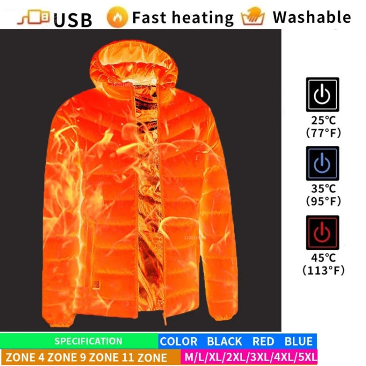 9 Zone Black USB Winter Electric Heated Jacket Warm Thermal Jacket, Size: S - Down Jackets by buy2fix | Online Shopping UK | buy2fix