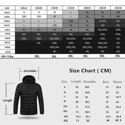 19 Zone 4 Control Black USB Winter Electric Heated Jacket Warm Thermal Jacket, Size: L - Down Jackets by buy2fix | Online Shopping UK | buy2fix