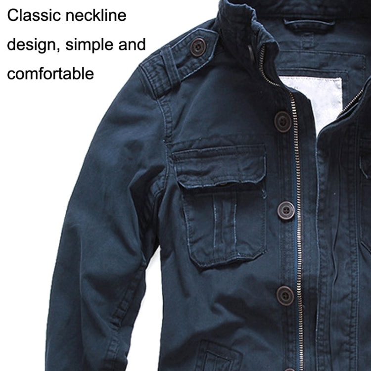 Autumn And Winter Middle Aged Men Jacket Casual Workers Dress Denim Jackets Clothes, Size: XL(Khaki) - Loose Coat by buy2fix | Online Shopping UK | buy2fix