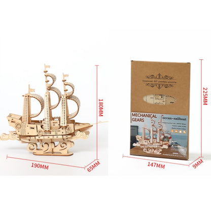 LG807 Ocean Sailboat 3D Wooden Puzzle Children Educational Toys DIY Handmade Ornaments - Puzzle Toys by buy2fix | Online Shopping UK | buy2fix