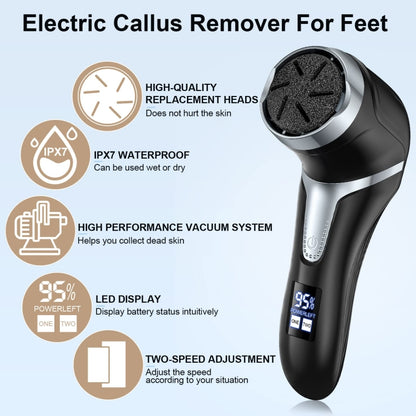 JD-510 Rechargeable Electric Foot Callus Remover with Vacuum Cleaner Black - Grinding Tools & Accessories by buy2fix | Online Shopping UK | buy2fix