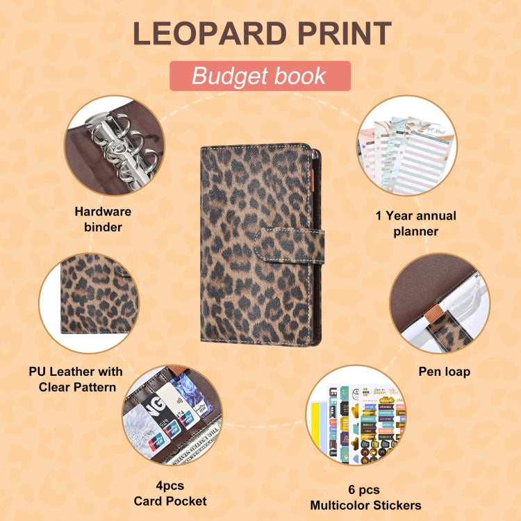 A6 Leopard Print Cash Budget Notebook  Loose Leaf Financial Management Notepad(Light Brown) - Notebooks by buy2fix | Online Shopping UK | buy2fix