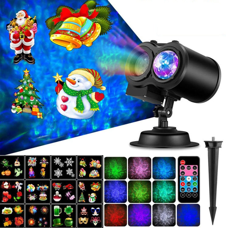 12 Cards US Plug Color Card Pattern 9W Christmas Projection Light Remote Control Snow Light - Christmas Decoration Lamps by buy2fix | Online Shopping UK | buy2fix