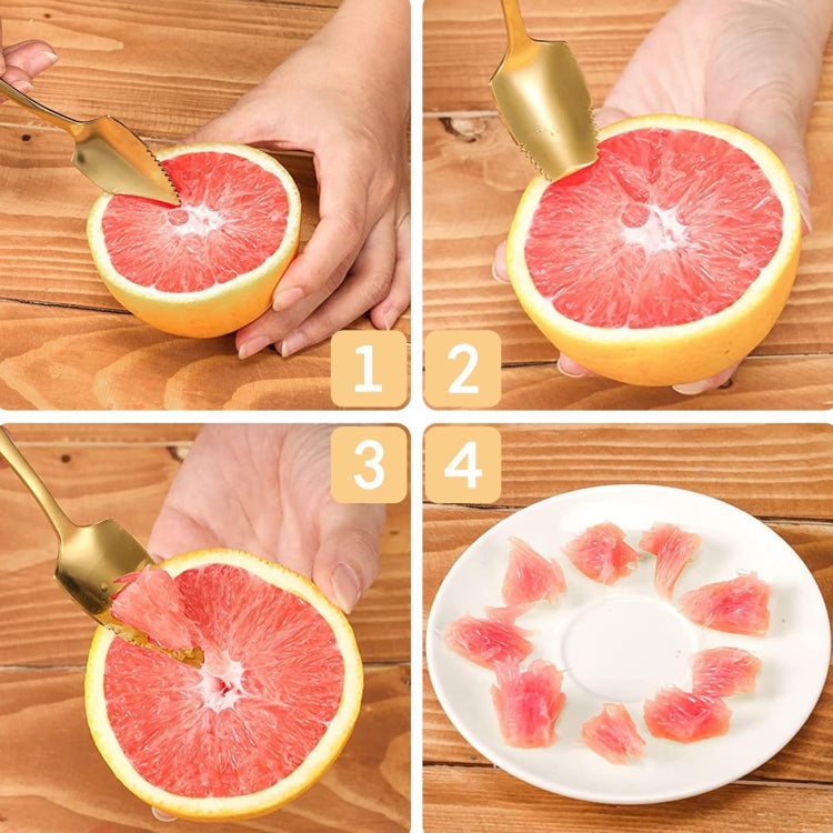 Stainless Steel Scraper Spoon Fruit Grapefruit Spoon Baby Digging Ball Spoon, Color: Silver - Cutlery Sets by buy2fix | Online Shopping UK | buy2fix