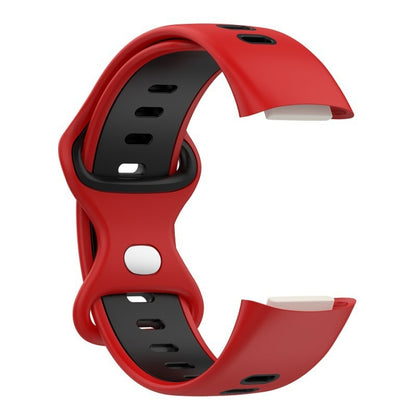 For Fitbit Charge 5 Smart Watch Sports Waterproof Two-Color Silicone Band(Red Black) - Watch Bands by buy2fix | Online Shopping UK | buy2fix