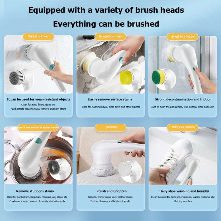 5-in-1 Replace Brush Head Electric Handheld Scrubber Heads Home Washing Tools - Sponges, Cloths & Brushes by buy2fix | Online Shopping UK | buy2fix