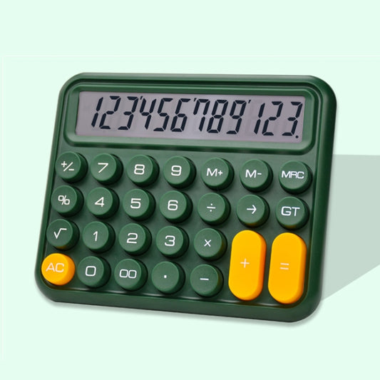12-digit Mechanical Keyboard Calculator Cute Big Buttons Calculator(Olive Green) - Calculator by buy2fix | Online Shopping UK | buy2fix