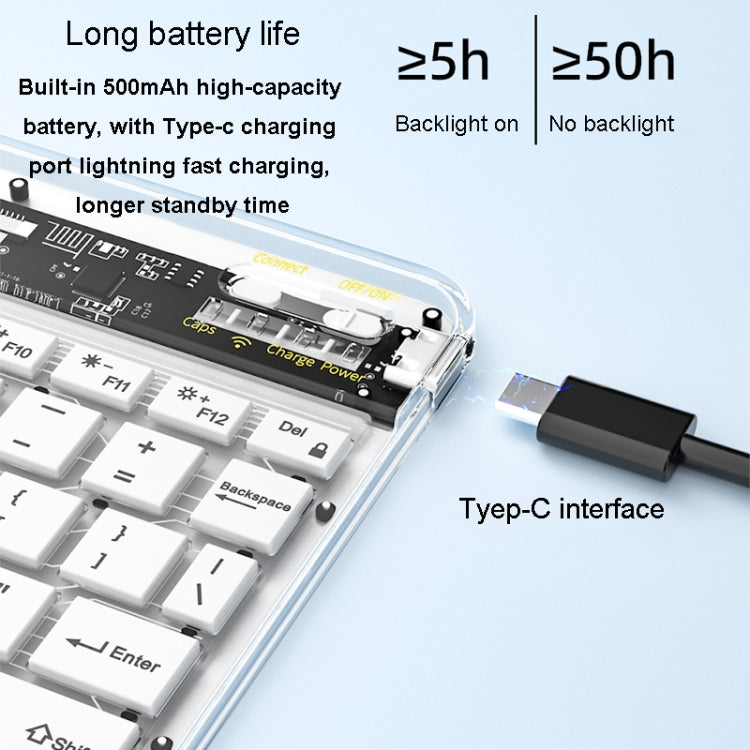Transparent Lighting Bluetooth Keyboard 10 Inch Wireless Silent Keypad(Black) - Universal Keyboard by buy2fix | Online Shopping UK | buy2fix