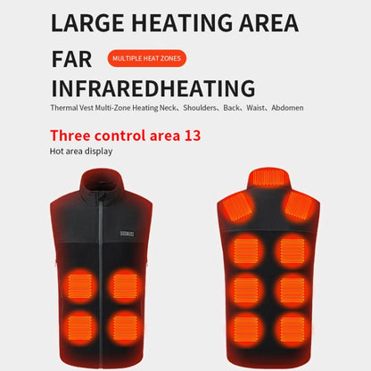 Heated Vest USB Charging Smart Heating Clothing 13 Zones Heating 3 Switch Control, Size: 7XL/8XL/9XL(Black) - Loose Coat by buy2fix | Online Shopping UK | buy2fix