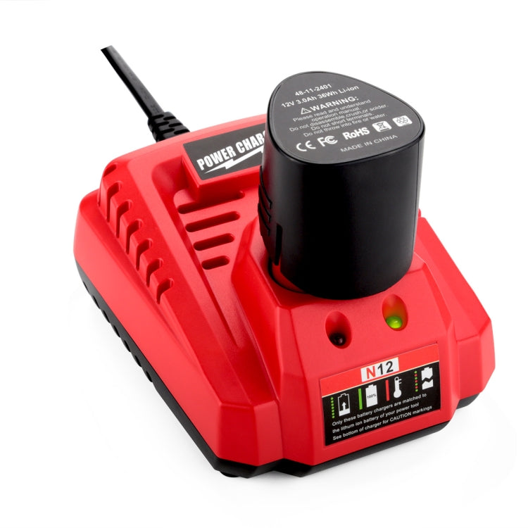 N12 For Milwaukee 10.8/12V Electric Tool Lithium Battery Fast Charger, Plug: US - Electric Saws & Accessories by buy2fix | Online Shopping UK | buy2fix