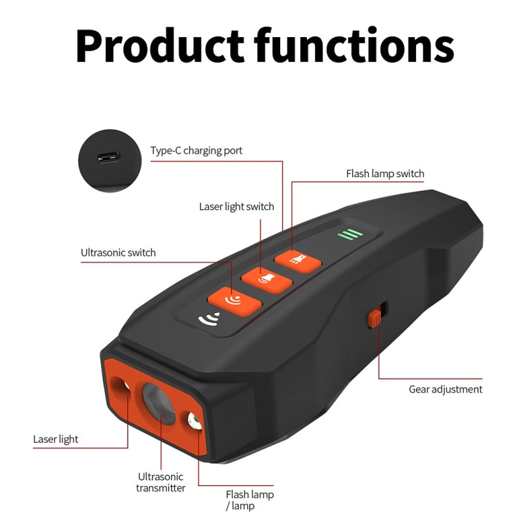 LED Flashing Light Handheld Ultrasonic Bark Arrester Frequency Conversion Dog Training Device(Gray+Orange) - Training Aids by buy2fix | Online Shopping UK | buy2fix