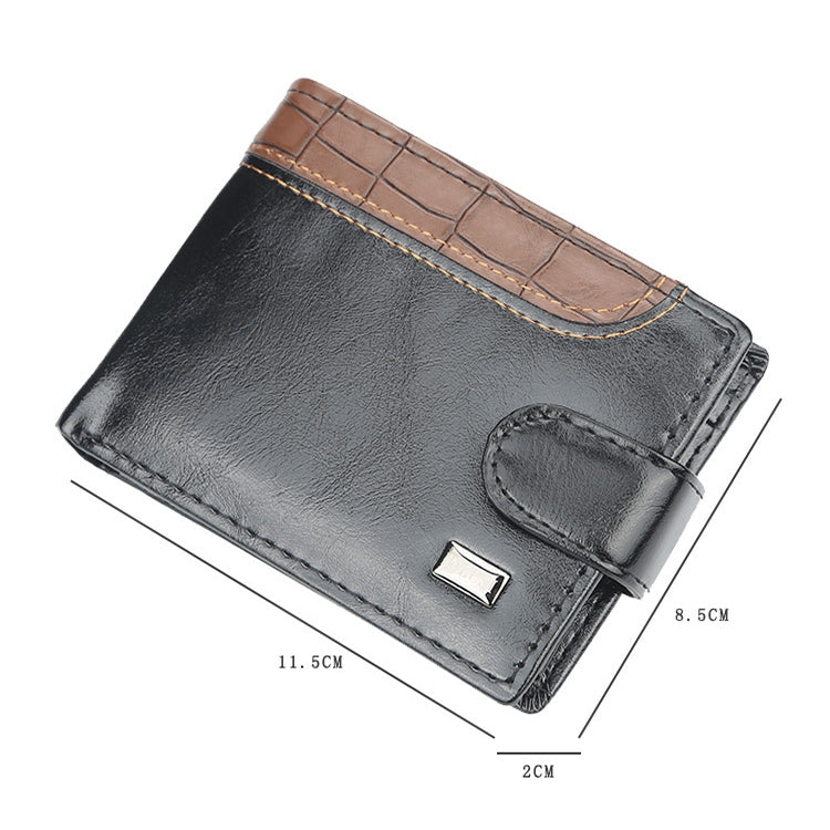 Baellerry M1078 Splicing Leather Casual Men Wallet With Buckle Multi-Card Slot Coin Purse(Black) - Wallets by Baellerry | Online Shopping UK | buy2fix