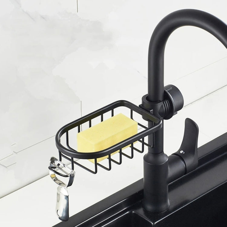 Kitchen Faucet Shelf No-Punch Sink Rag Drainage Basket Sponge Drainage Storage Rack, Style: E Black - Shelf by buy2fix | Online Shopping UK | buy2fix