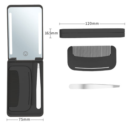 LED Cosmetic Mirror Rechargeable Smart Fill Light Travel Portable Set(Black) - Mirror by buy2fix | Online Shopping UK | buy2fix