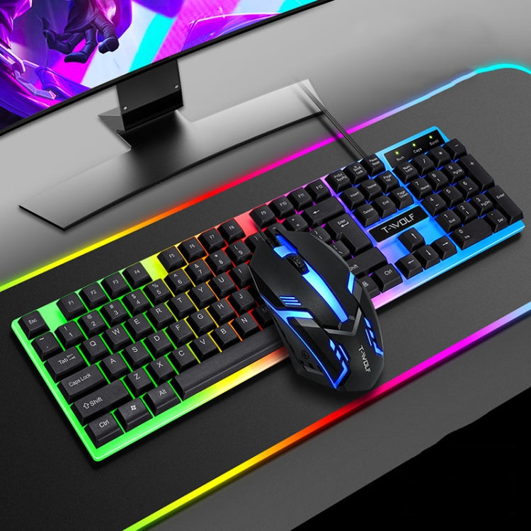 T-WOLF TF230 Colorful Light Effect Game Office Computer Wired Keyboard and Mouse Kit(Black) - Wired Keyboard by T-WOLF | Online Shopping UK | buy2fix