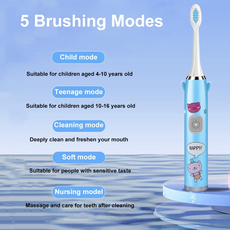 USB Charging Fully Automatic Ultrasonic Cartoon Children Electric Toothbrush, Color: White with 1 Head - Toothbrushes by buy2fix | Online Shopping UK | buy2fix