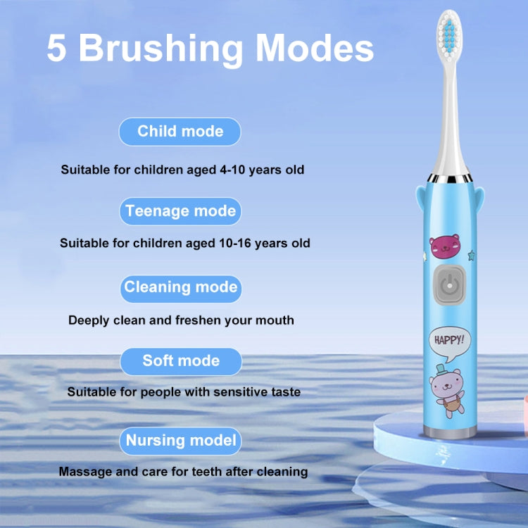 USB Charging Fully Automatic Ultrasonic Cartoon Children Electric Toothbrush, Color: Blue with 8 Heads - Toothbrushes by buy2fix | Online Shopping UK | buy2fix