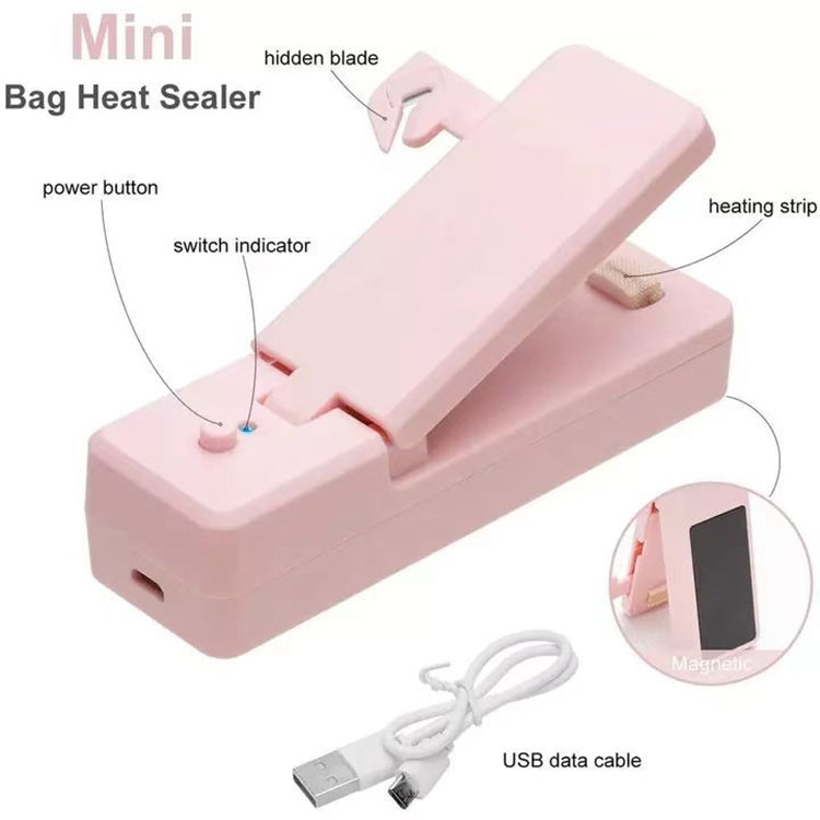 USB Charging Mini Magnetic Sealing Machine Portable Sealing Clip Food Moisture-proof Sealer(Pink) - Preservation Supplies by buy2fix | Online Shopping UK | buy2fix