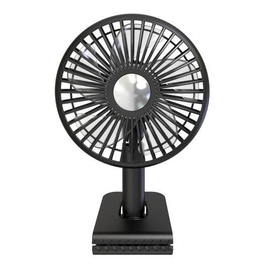 Car Clip-On Rechargeable Electric Oscillating Head Fan With Light(Black) - Heating & Fans by buy2fix | Online Shopping UK | buy2fix