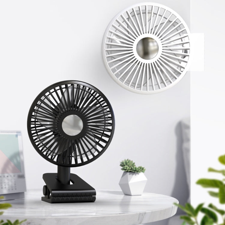 Car Clip-On Rechargeable Electric Oscillating Head Fan With Light(Black) - Heating & Fans by buy2fix | Online Shopping UK | buy2fix