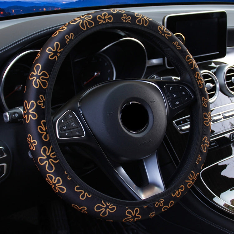 Car Steering Wheel Cover Printed Cloth Without Inner Elastic Band Cover, Pattern: Five Star Flower Orange - Seat Accessories by buy2fix | Online Shopping UK | buy2fix