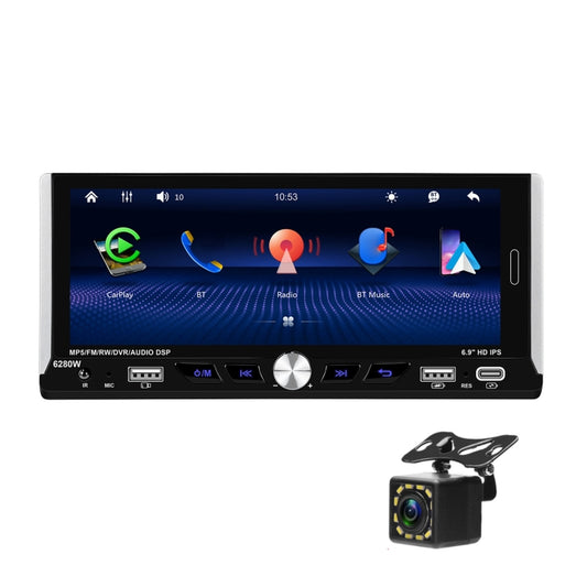 Single Spindle 6.9 inch MP5 With Knob Player Carplay Function Car MP4 Backup Camera, Specification: Standard+12 Light Camera - Car MP3 & MP4 & MP5 by buy2fix | Online Shopping UK | buy2fix