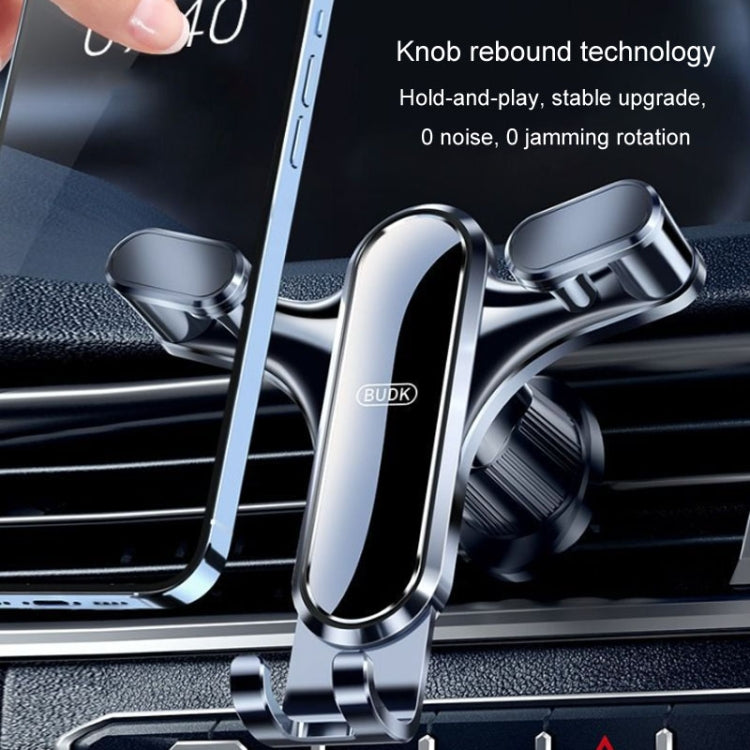 BUDK Triangle Gravity Sensor Car Phone Bracket Car Air Vent Navigation Holder, Model: Bent Suction Cup Base Model - Car Holders by BUDK | Online Shopping UK | buy2fix