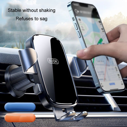 BUDK Anti-shake Car Phone Bracket Car Navigation Air Vent Fixed Gravity Support Stand(Silver) - Car Holders by BUDK | Online Shopping UK | buy2fix