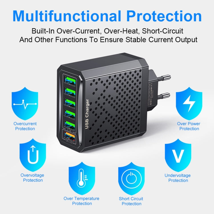 6-Ports Multifunctional Quick Charging USB Travel Charger Power Adapter, Model: Black AU Plug - USB Charger by buy2fix | Online Shopping UK | buy2fix