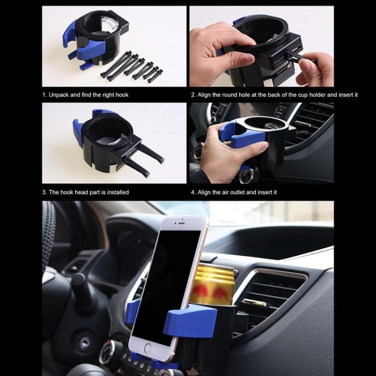 Car Air Conditioner Air Outlet Mobile Phone Water Cup Holder(Black) - Car Drink Holders by buy2fix | Online Shopping UK | buy2fix