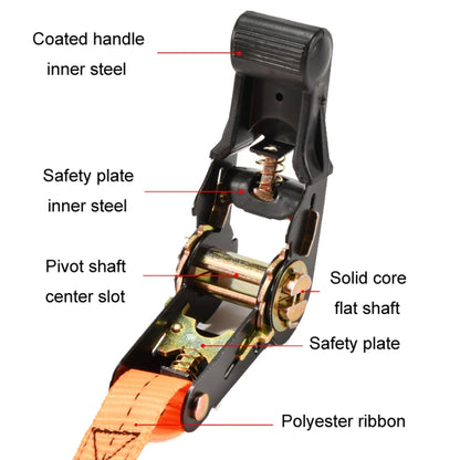 Motorcycle Ratchet Tensioner Cargo Bundling And Luggage Fixing Straps, Specification: Orange 3m - Towing Bars by buy2fix | Online Shopping UK | buy2fix