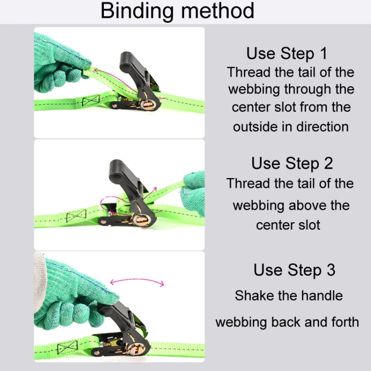 Motorcycle Ratchet Tensioner Cargo Bundling And Luggage Fixing Straps, Specification: Fluorescent Green 5m - Towing Bars by buy2fix | Online Shopping UK | buy2fix