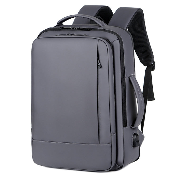Expandable Business Waterproof Laptop Backpack With USB Port(Grey) - Backpack by buy2fix | Online Shopping UK | buy2fix