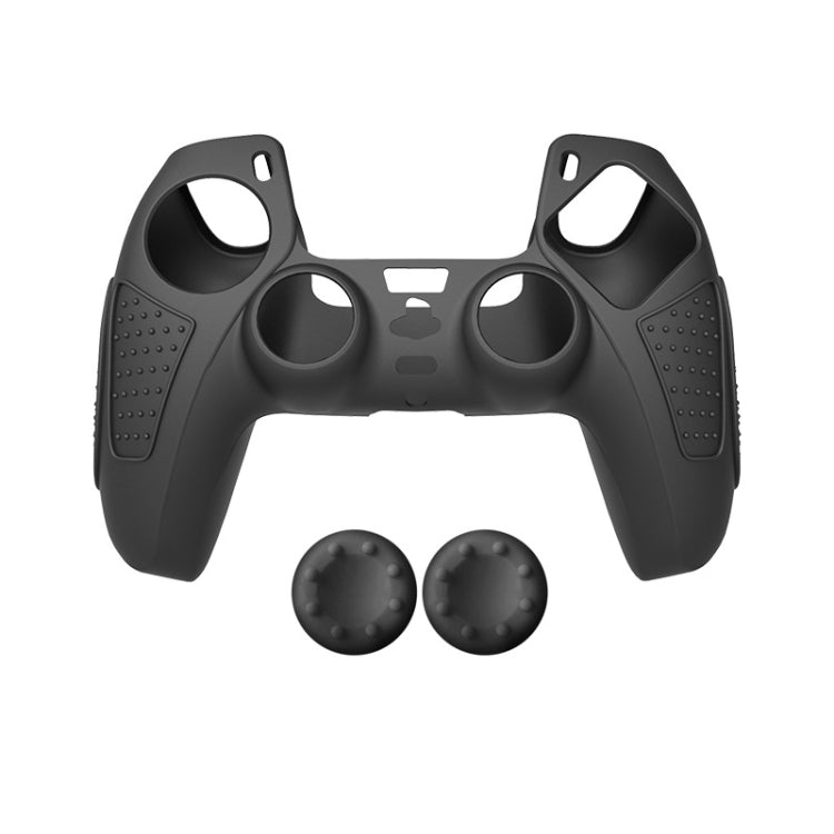 For PS5 Gamepad Silicone Protective Case Anti-Skid Soft Silicone Cover, Color: Black+2 Hats - Cases by buy2fix | Online Shopping UK | buy2fix