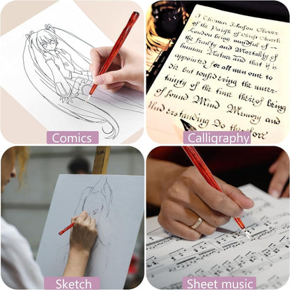 9 Calligraphy Nibs+ Dip Pen Set For Cartoon Sketching Art Drawing - Fountain Pens by buy2fix | Online Shopping UK | buy2fix