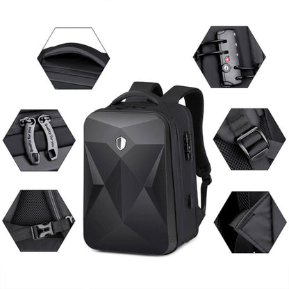 17 inch Password Lock Large Capacity Waterproof Laptop Backpack with USB Port(Black) - Backpack by buy2fix | Online Shopping UK | buy2fix