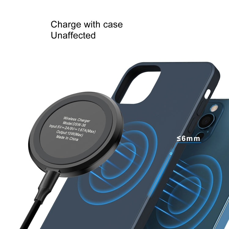 DSW-36B Mobile Phone Wireless Charger Mini 15W Fast Charging Type-C Round QI - Wireless Charger by buy2fix | Online Shopping UK | buy2fix