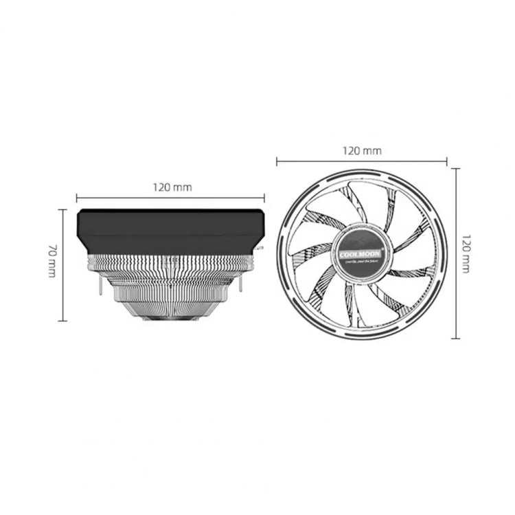 COOLMOON CPU Cooler Desktop Computer Auto Color Change Multi-Platform Mute Cooling Fan(Colorful Fine Aperture) - Fan Cooling by COOLMOON | Online Shopping UK | buy2fix