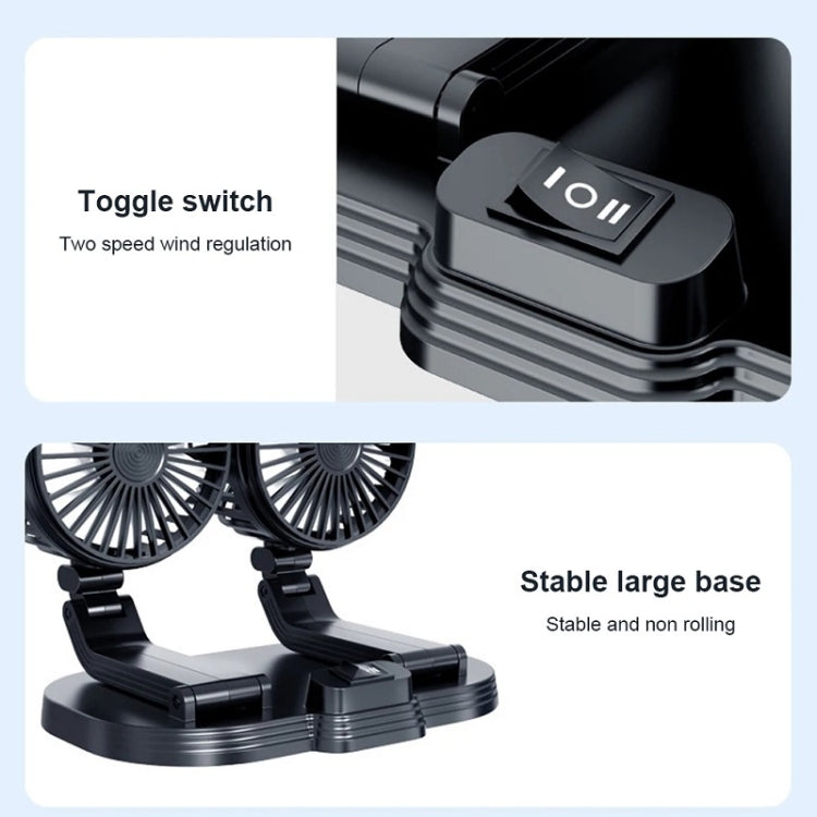 5V USB Port Car Dual-head Fan Circulation Fan(White) - Heating & Fans by buy2fix | Online Shopping UK | buy2fix